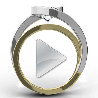 Two Tone Swirl Style Diamond Ring 14k White and Yellow Gold E93822