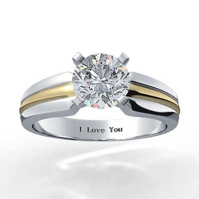 14k  White and Yellow Gold Engagement Ring