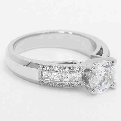 Wide Pave Set Diamond Engagement Ring 14k White Gold E93730