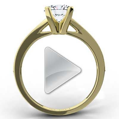Channel Set Engagement Ring 14k Yellow Gold