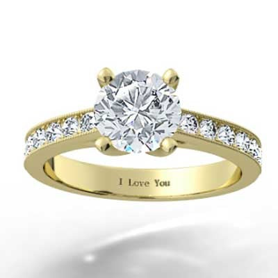 Channel Set Engagement Ring 14k Yellow Gold E93312Y-1