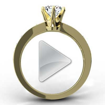 Classic Six Prong & Bead Set Channels 14k Yellow Gold