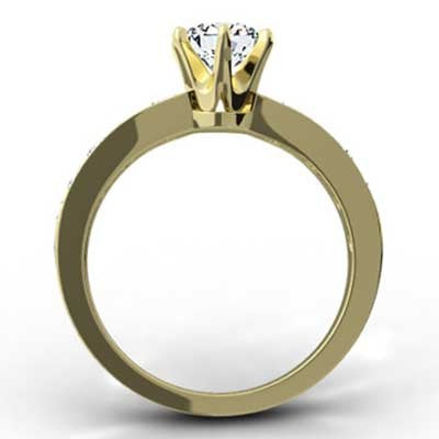 Classic Six Prong & Bead Set Channels 14k Yellow Gold