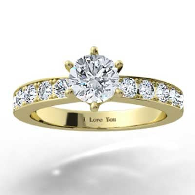 Classic Six Prong & Bead Set Channels 14k Yellow Gold