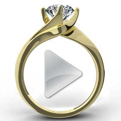 Curved Engagement Ring 14k Yellow Gold