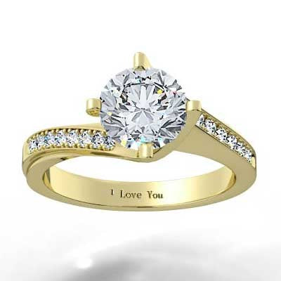 Curved Engagement Ring 14k Yellow Gold E93664Y