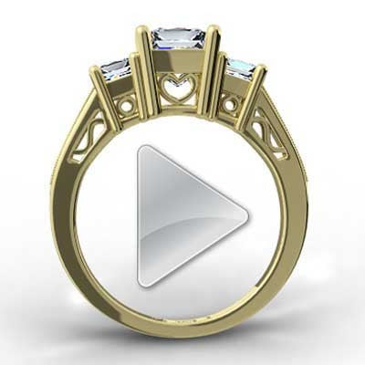 Heart Shaped Filigree Design Engagement Setting 14k Yellow Gold E93684Y