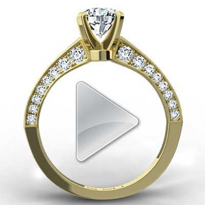 Micro Pave Diamond Engagement Ring 14k Yellow Gold E93583Y