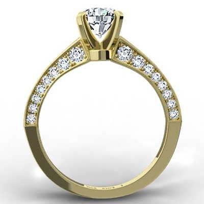 Micro Pave Engagement Ring 14k Yellow Gold