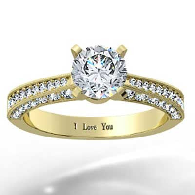 Micro Pave Engagement Ring 14k Yellow Gold