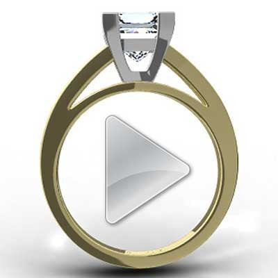 Split Band Princess Cut Engagement Ring 14k Yellow Gold E93933Y