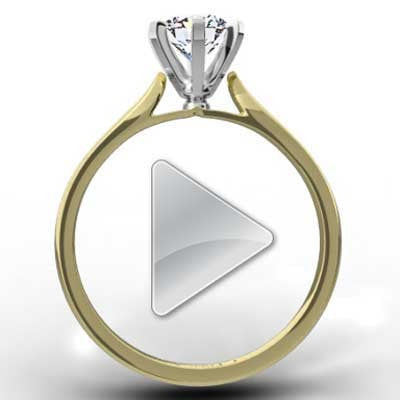 Raised 6 Prong Solitaire Setting Engagement Ring 14k Yellow Gold E93416-2Y