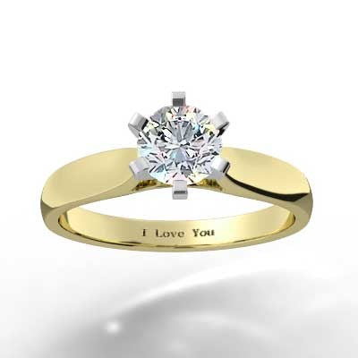 Raised Prong Solitaire Setting Engagement Ring 14k Yellow Gold