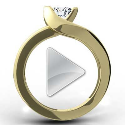 Swirl Style Diamond Engagement Ring 14k Yellow Gold