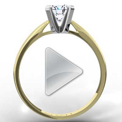 E93125Y-Thin Band Tapered Solitaire Style Engagement Ring 14k Yellow Gold