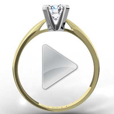 Thin Band Tapered Solitaire Style Engagement Ring 14k Yellow Gold E93125Y