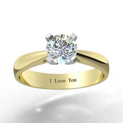 Thin Band Tapered Engagement Ring 14k Yellow Gold