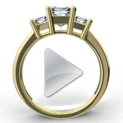 Three Stone Princess Setting 14k Yellow Gold E93773Y
