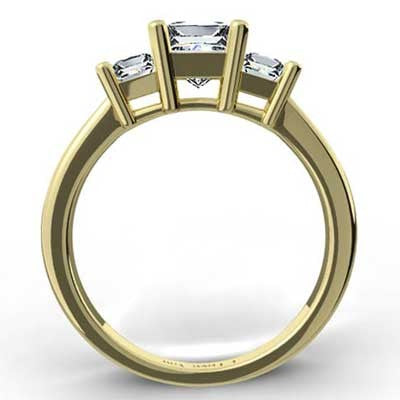 Three Stone Princess Setting 14k Yellow Gold