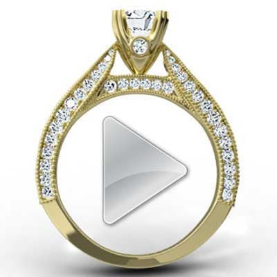 Triple Sided Pave Engagement Ring 14k Yellow Gold E93613Y