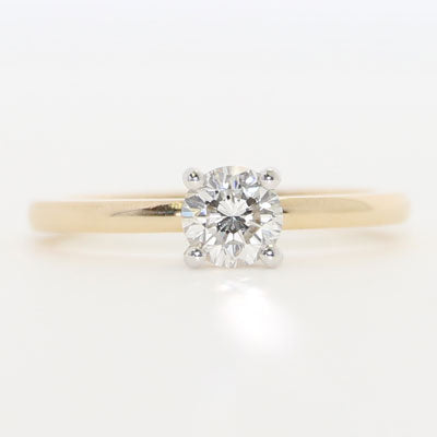 Half Carat Lab Grown Round cut Diamond Hidden Halo Style 14k Yellow Gold ER-02