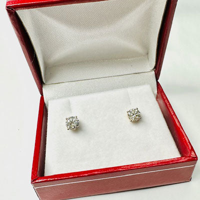 1.00 Carats Round Lab-Grown Diamonds Studs Earrings 14k White Gold BR1LG