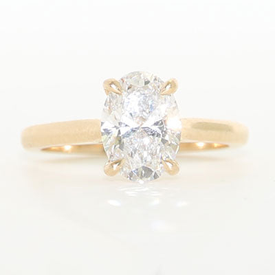 1.5ct Oval Lab Grown Diamond Ring 14k Yellow Gold Solitaire LG908 petite claw setting