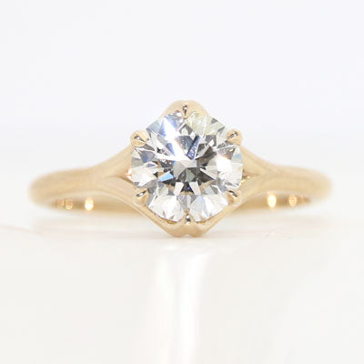 1.8ct Round Lab Grown Diamond Ring 14k Yellow Gold LG910 petite claw setting