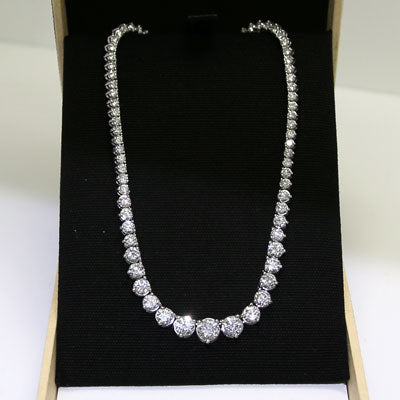 10 CTW Graduated Diamond Tennis Necklace 14k White Gold TN02