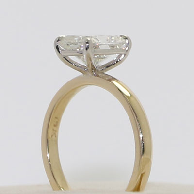 2ct Long Cushion Cut Lab Grown Diamond Engagement Ring in Yellow Gold LG907