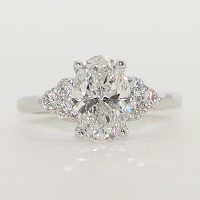 2ct Oval Lab-Grown Diamond Engagement Ring with 6 Side Stones 14k White Gold ER-01