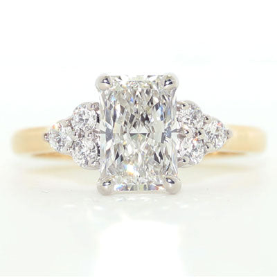 2ct Radiant cut Lab-Grown Diamond Engagement Ring with 6 Side Stones 14k White Gold ER-10