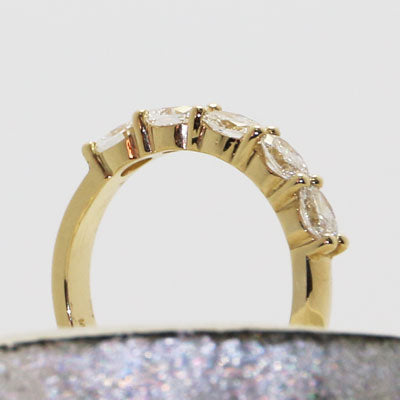 5 Oval Diamonds Wedding Band in 14k Yellow Gold W90008