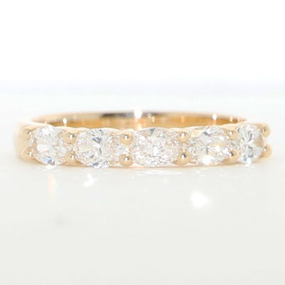 5 oval diamond wedding band in yellow gold – elegant five stone oval diamond ring for women
