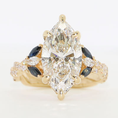 5ct Marquise Lab Grown Diamond Engagement Ring in 14k Yellow Gold ER-11