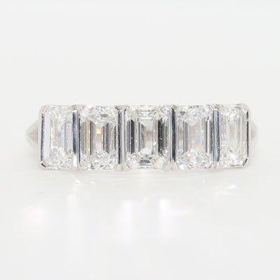Emerald cut Diamonds Lab Grown Wedding Band 14k White Gold W90004