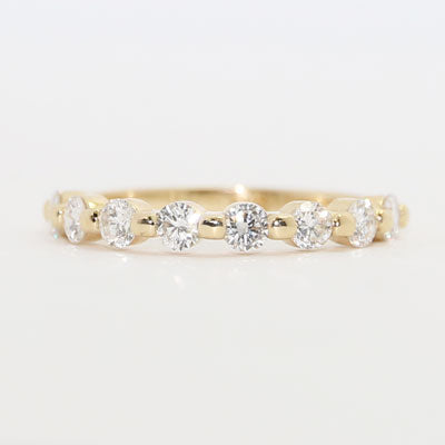 Floating Diamonds Half-Eternity Wedding Ring 14k Yellow Gold MER - F02H