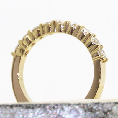 Half Eternity Lab Diamonds Wedding Band in Euro Style Shank 14k Yellow Gold Ring