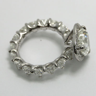 Heart Shape Diamond Engagement Ring Eternity Band and Halo Style 14k White Gold LG917
