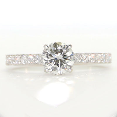 Round cut Diamond Hidden Halo Style Ring 14k White Gold ER-04