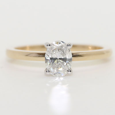 Hidden Halo Oval Lab Grown Diamond Engagement Ring 14k Yellow Gold ER-03