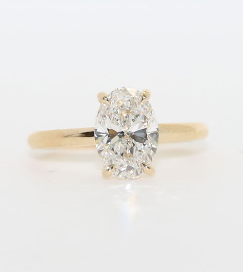 Lab Grown Diamond Ring 1.5ct Oval Cut in 14k Yellow Gold LG906