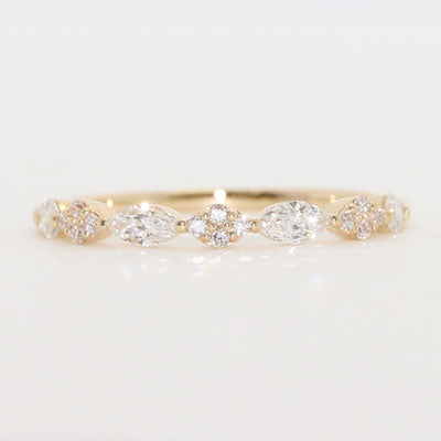 Lab Grown Diamonds Marquise and Round Wedding Band 14k Yellow Gold W90005