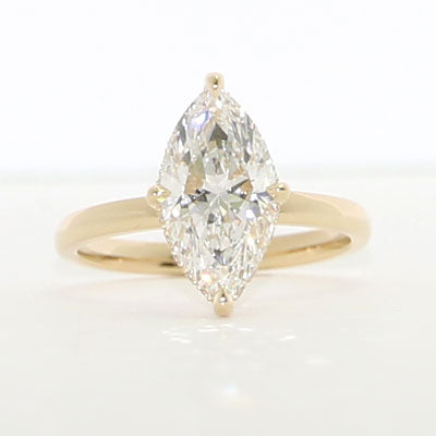 2.5ct Marquise Lab Grown Diamond Hidden Halo Engagement Ring 14k Yellow Gold LG919