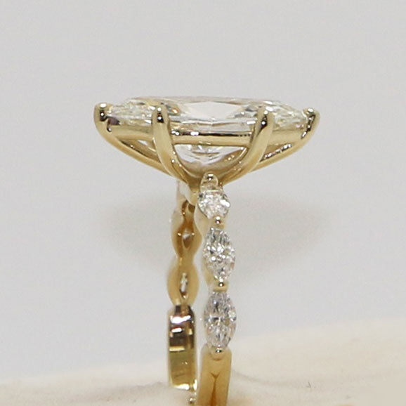 Marquise Diamond Engagement Ring with Half eternity marquise diamond band