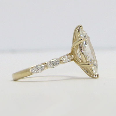 2ct Marquise Diamond Engagement Ring with Half Eternity Marquise Diamond Band 14k Yellow Gold LG920
