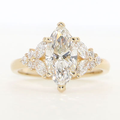 Marquise Lab Grown Diamond Ring 14k Yellow Gold