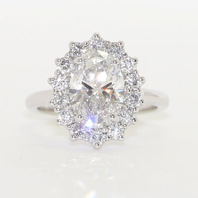 Oval Diamond Engagement Rings Halo Style 14k White Gold ER-14