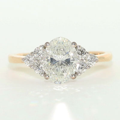 Oval Diamond Engagement Ring with 6 Side Stones 14k Yellow Gold ER-00