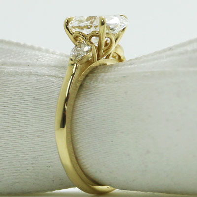 Oval and Pear cut Lab Diamonds Engagement Ring 14k Yellow Gold ER-06